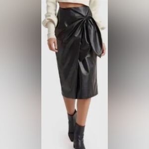 CHOOSY Black Faux Leather Midi Skirt NWT